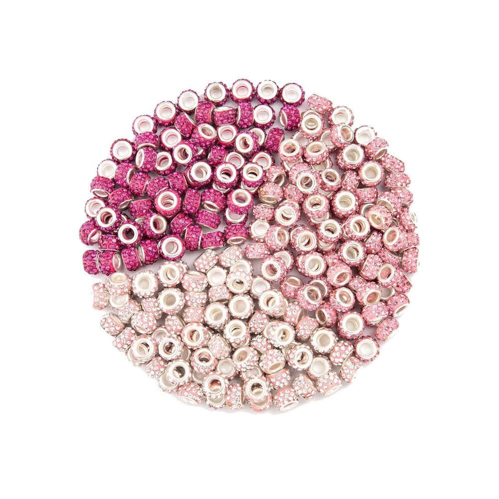 8141 200 Pieces European Large Hole Spacer Beads, Zyehxed Pink European